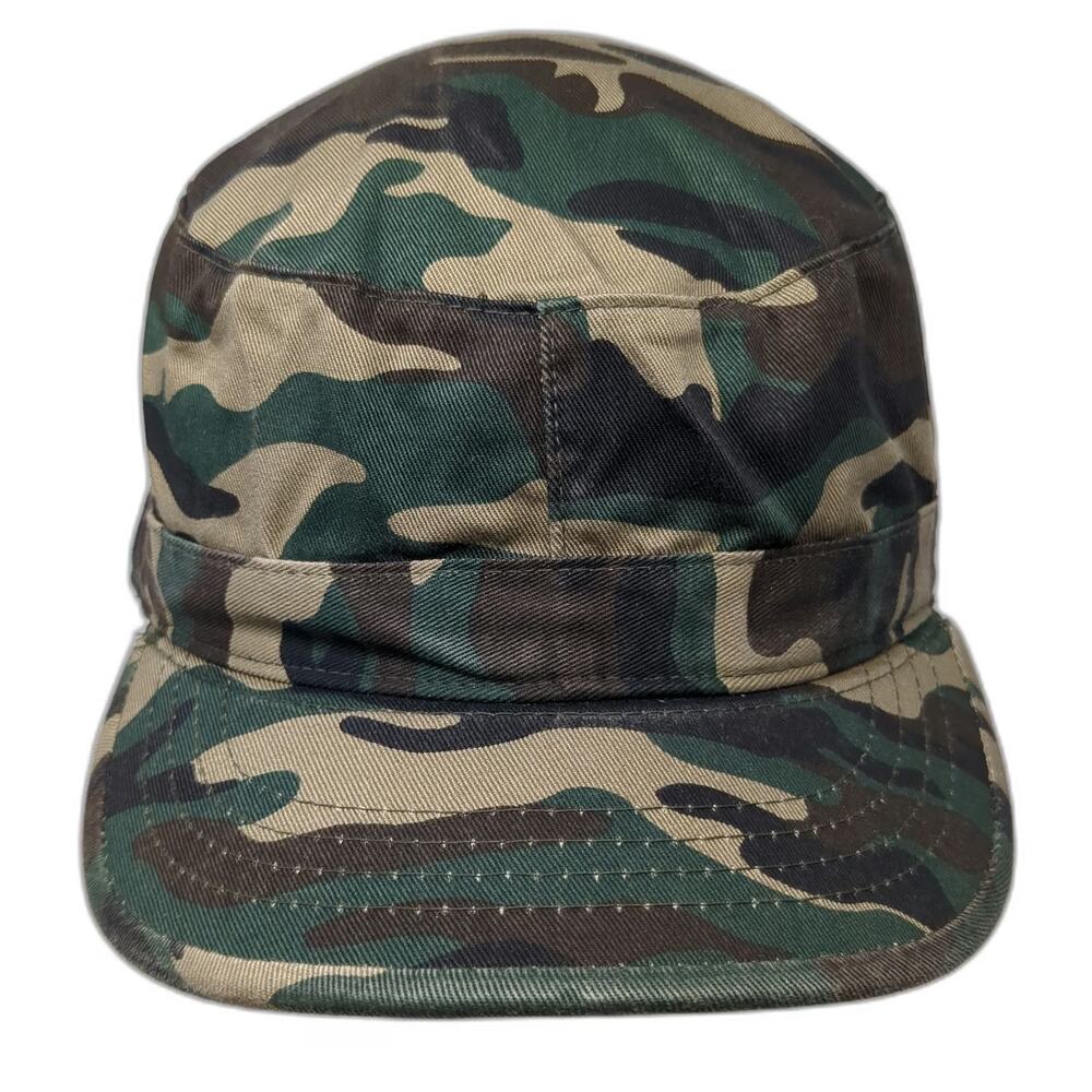 Ethos Army Cap Green L Camo Cotton Fitted Flat Top Woodland Pattern Hat